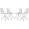 Leisuremod Cresco Modern Plastic Molded Dining Side Chair With Eiffel Chrome Legs Clear Set of 4 CR19CL4