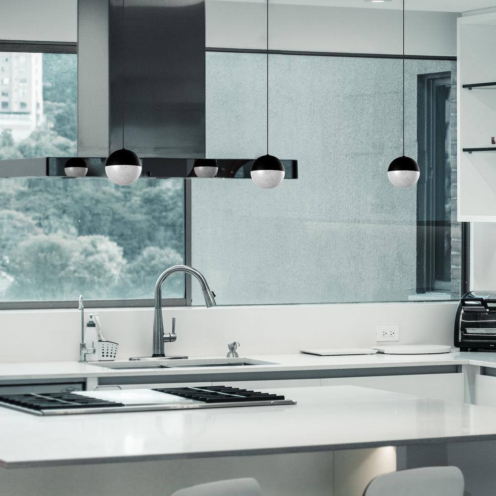 Matte Black Glass LED Jar Pendant Light
