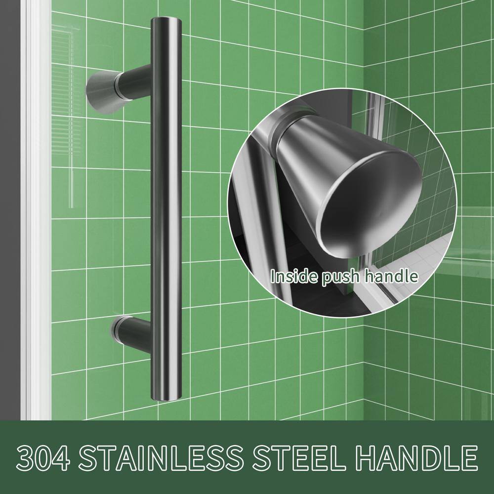 48 in. Chrome Semi-Frameless Pivot Shower Door with Clear Glass
