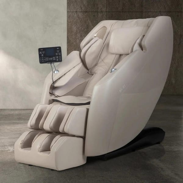 Ultra 2 Series Taupe Faux Leather Reclining 3D Massage Chair with Wide Armrests and 12 Auto Massage Programs
