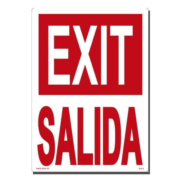 Lynch Sign 10 in. x 14 in. Exit/Salida Sign Printed on More Durable, Thicker, Longer Lasting Styrene Plastic