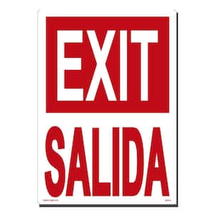 10 in. x 14 in. Exit/Salida Sign Printed on More Durable, Thicker, Longer Lasting Styrene Plastic