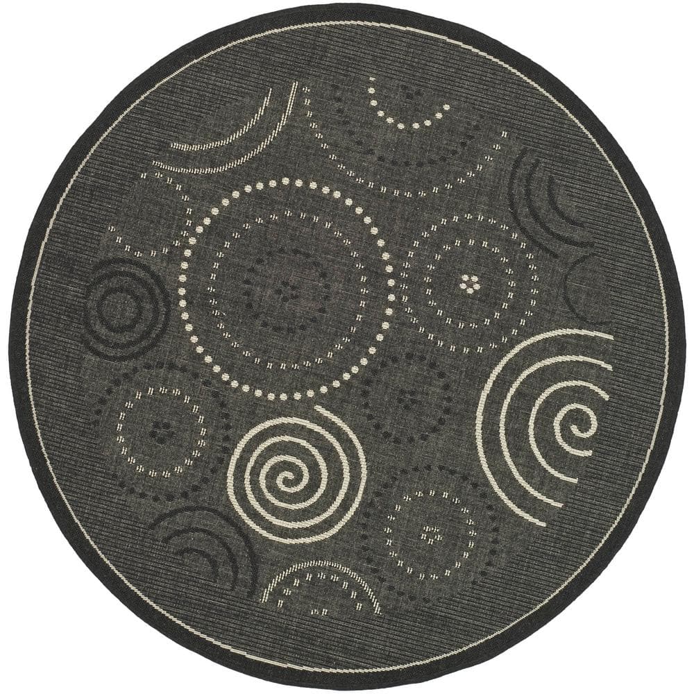 Courtyard Black/Sand 7 ft. x 7 ft. Round Border Indoor/Outdoor Patio  Area Rug price history on PriceWatchPro