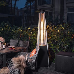48,000 BTU Black Heat-Focusing Propane Gas Patio Heater with Wheels