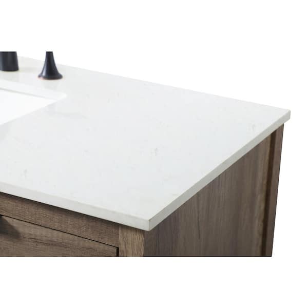 48 in. W x 22 in. D x 34 in. H Bath Vanity in Natural Oak with White Engineered Marble Top