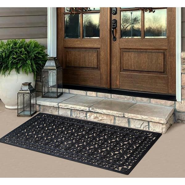 A1 Home Collections A1HC Paisley Heavy Duty Black 30 in. x 60 in