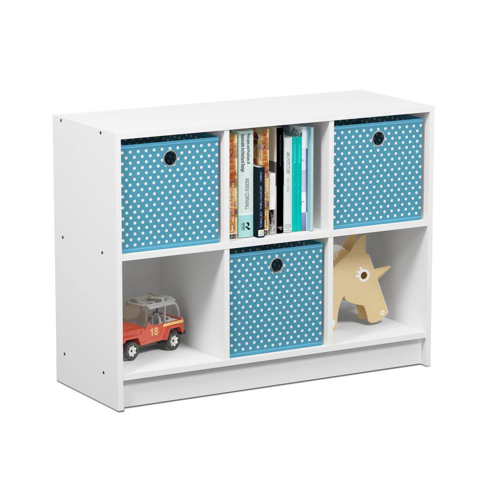 White and Light Blue 6-Cube Freestanding Bookcase