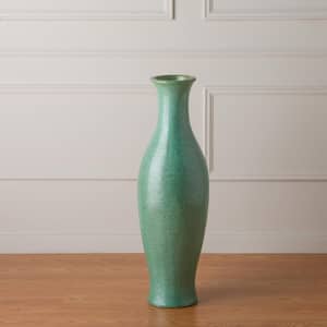 38 in. Tall Mermaid Metallic Mint Ceramic Vase