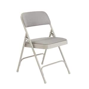 Grey Fabric Padded Seat Stackable Folding Chair (Set of 4)