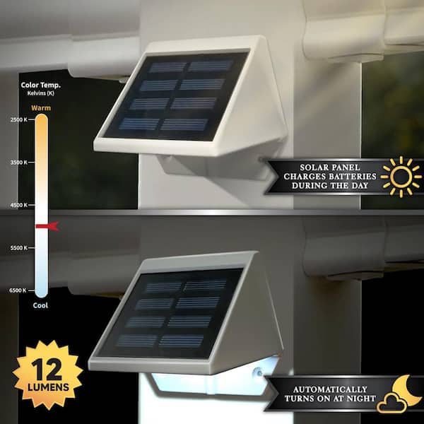 Solar 2-LED Outdoor White Integrated LED Deck and Wall Light (2-Pack)