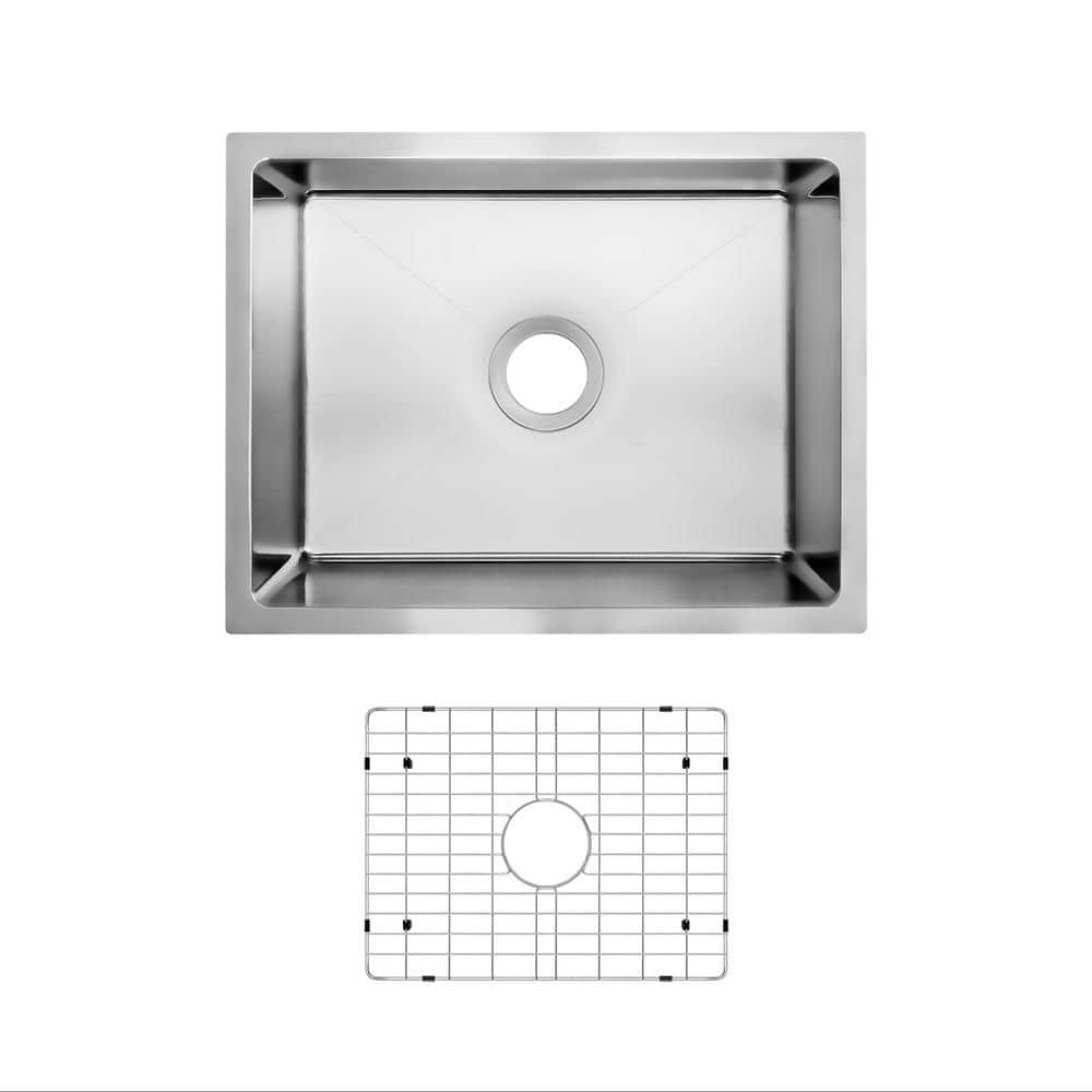 23 in. Tiny Radius Undermount Single Bowl 18-Gauge Stainless Steel ...