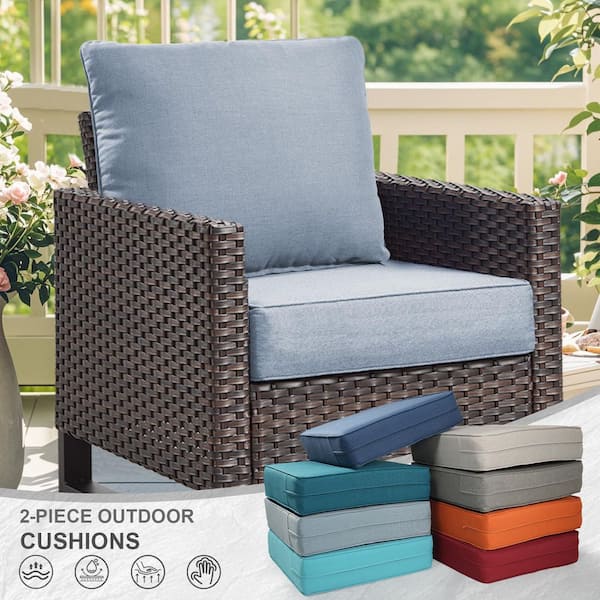 24 in. x 24 in. x 6 in. 6-Piece CushionGuard Outdoor Thicken Sofa Deep Seat Replacement Cushion Set in Baby Blue