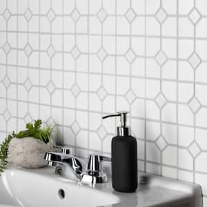 Oxford Matte White with Glossy White Dot 11-1/2 in. x 11-1/2 in. Porcelain Mosaic Tile (9.4 sq. ft./Case)