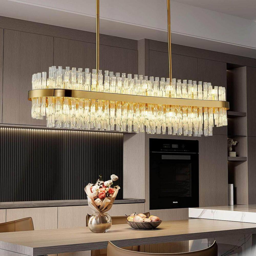 16 Light Gold 40 in. Modern Chandelier with Glass Shade Pendant Lighting For Dining Room No Bulb Included price history on PriceWatchPro