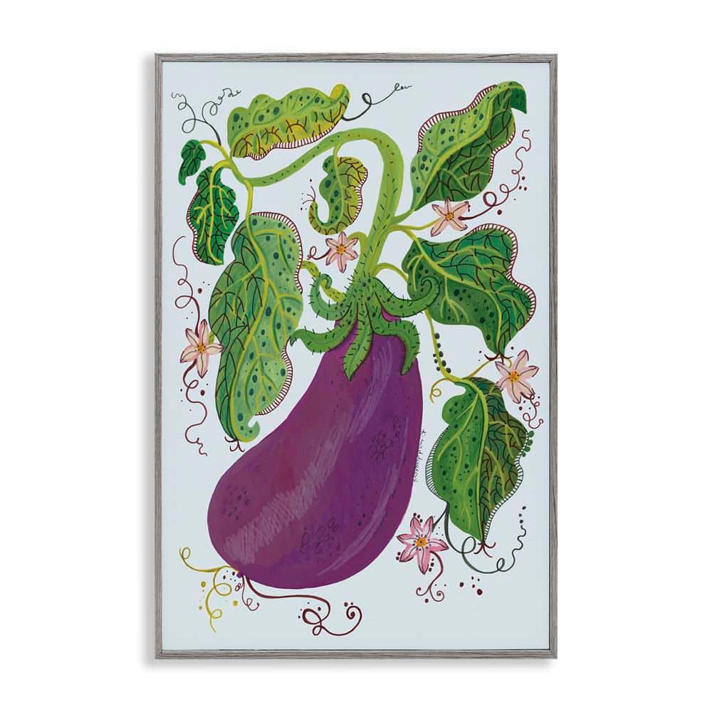 Whimsical Detail Eggplant by Kay Widdowson Gray Framed Food Giclee Art Print 24 in. x 16 in. price history on PriceWatchPro