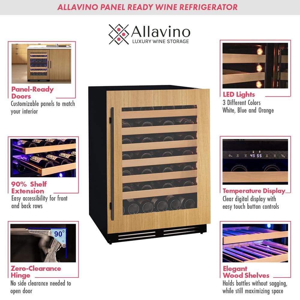 Allavino 24'' Panel Ready Single Zone Wine Refrigerator with LED Lighting