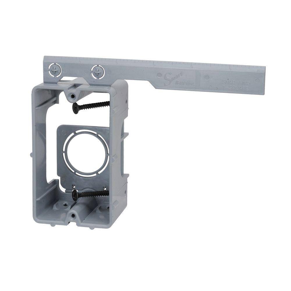 Gray PVC Adjustable Depth Low Voltage Box with Leveling Tab