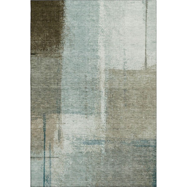 Mayfield Premium Machine Washable Abstract AMF2002 Seafoam 10 ft. x 14 ft. Area Rug
