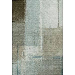 Mayfield Premium Machine Washable Abstract AMF2002 Seafoam 3 ft. x 4 ft. Area Rug