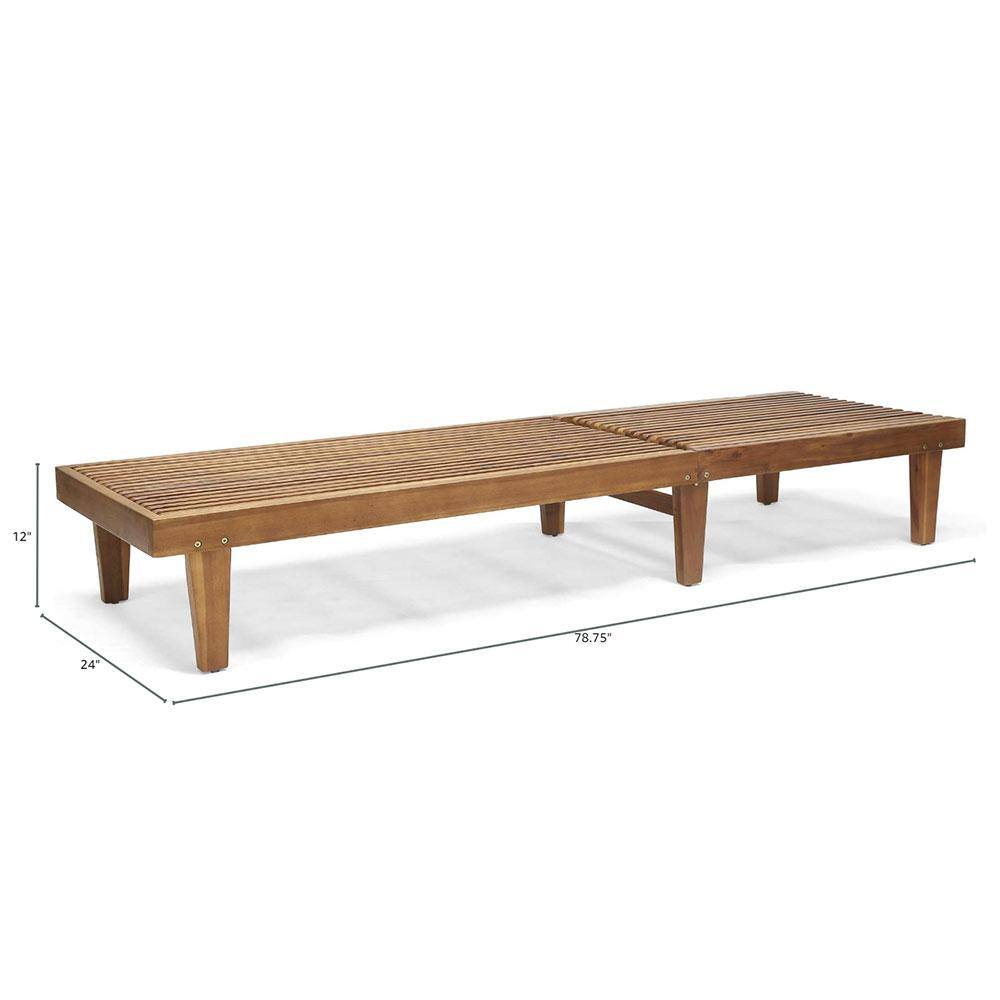 Teak Acacia Wood Adjustable Outdoor Chaise Lounge
