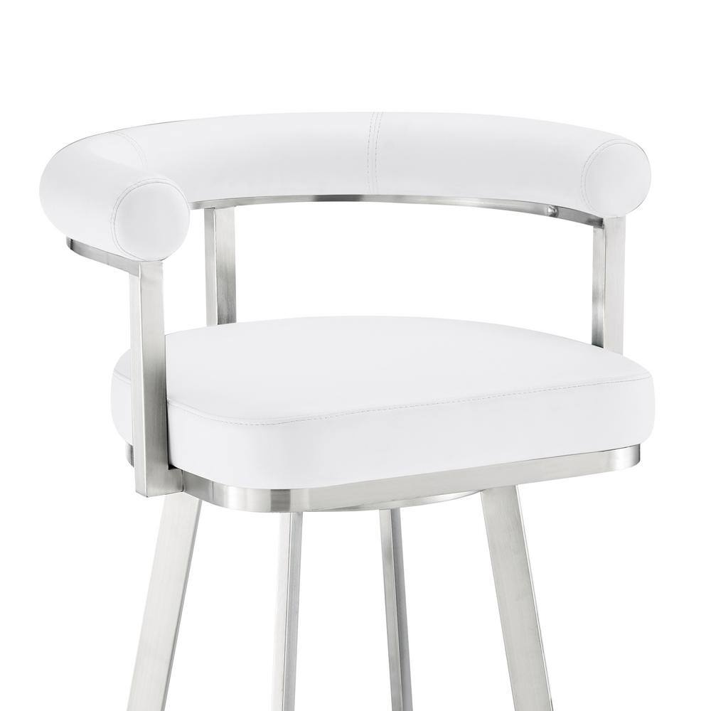 White Faux Leather and Chrome Swivel Counter Stool