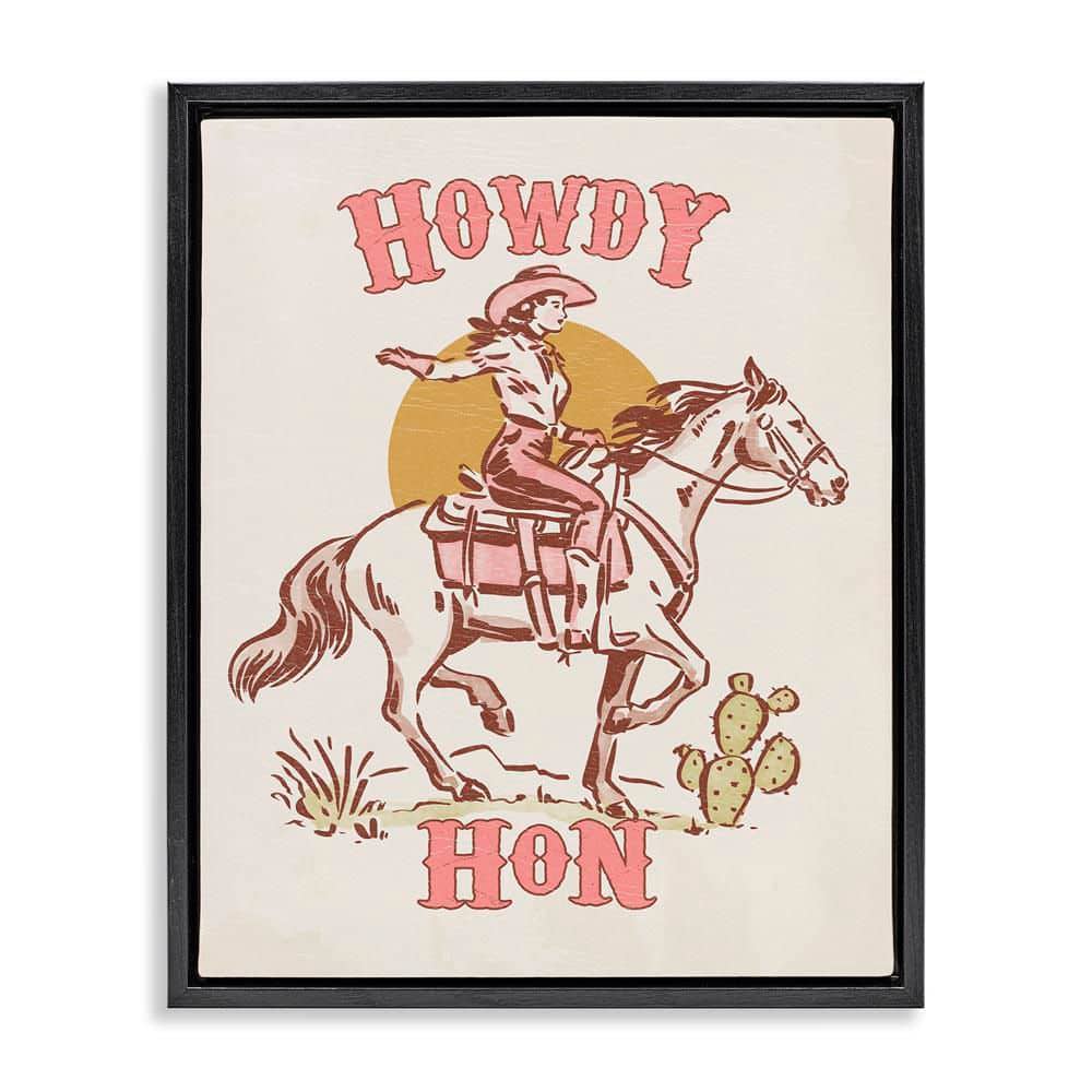 Howdy Hon Cowgirl by Victoria Barnes Black Floater Frame Typography Graphic Art Print 21 in. x 17 in. price history on PriceWatchPro