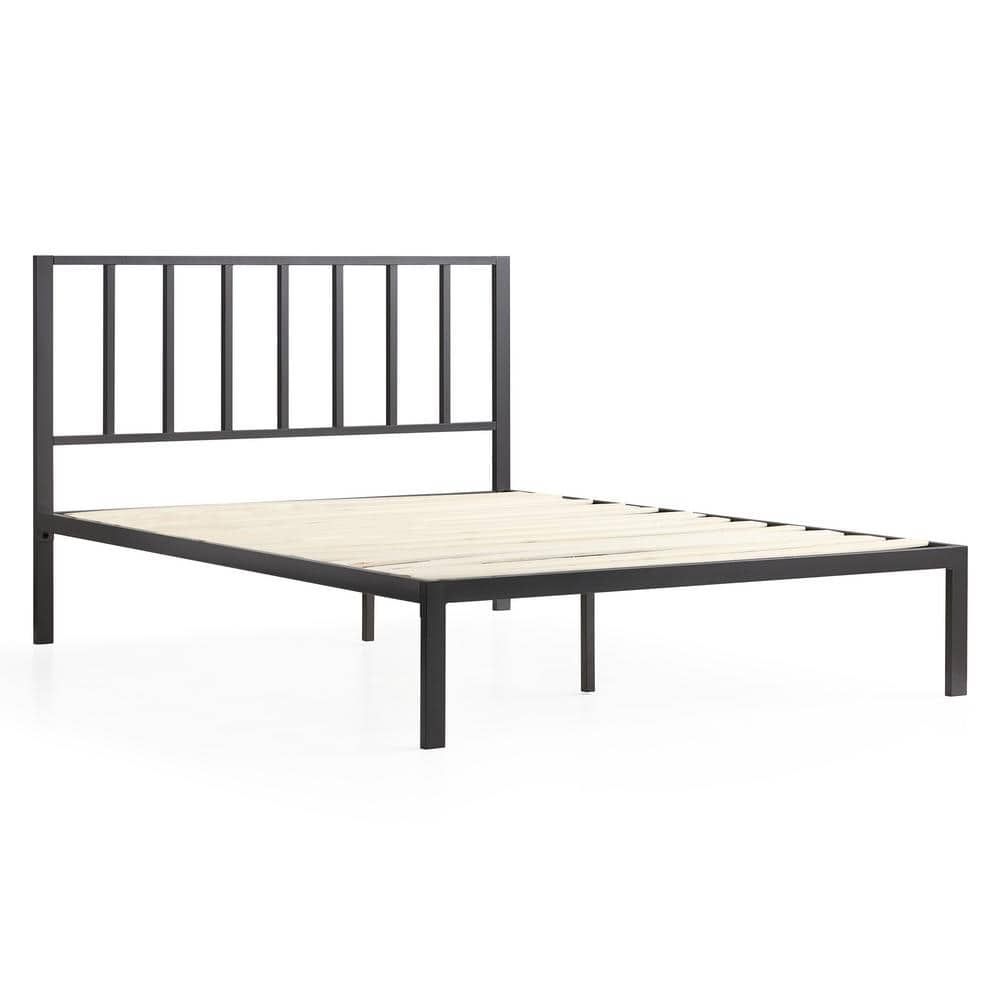 Brookside Lori Black Twin Metal Platform Bed Frame with Vertical Bar ...