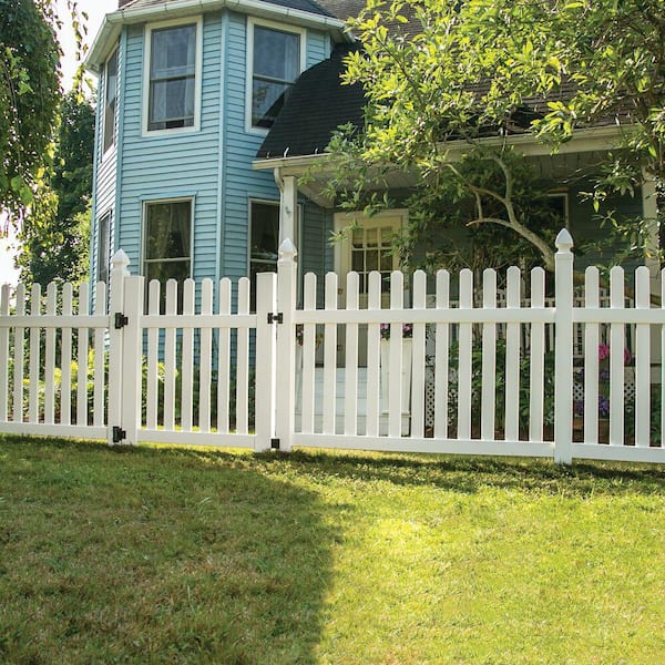 Barrette Outdoor Living Seneca Straight 5 ft. W x 4 ft. H White Vinyl Un-Assembled Fence Gate
