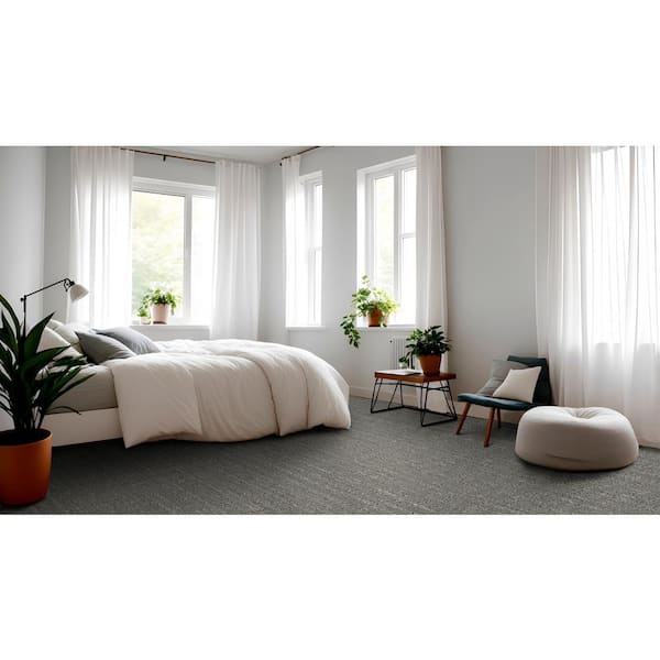 Lily Hill Pewter Gray 42 oz. SD High Performance Polyester Pattern Installed Carpet