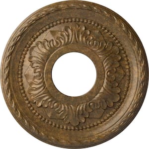 1 in. x 12-1/8 in. x 12-1/8 in. Polyurethane Palmetto Ceiling Medallion, Rubbed Bronze