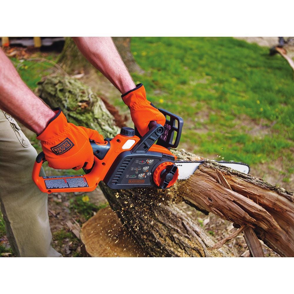 12-Inch Orange and Black Electric Chainsaw with Safety Chain