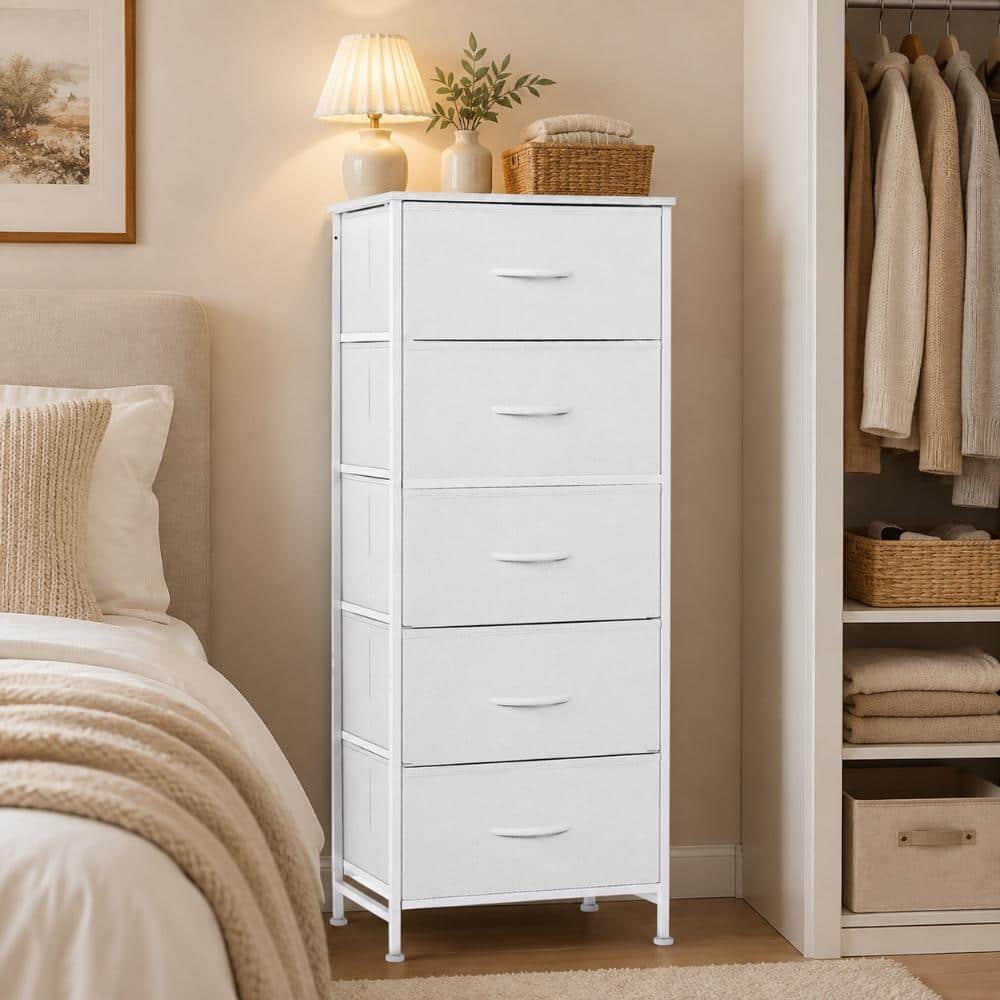 WONDER COMFORT Classical White 5 Drawer 11.8 in. Wide Chest of