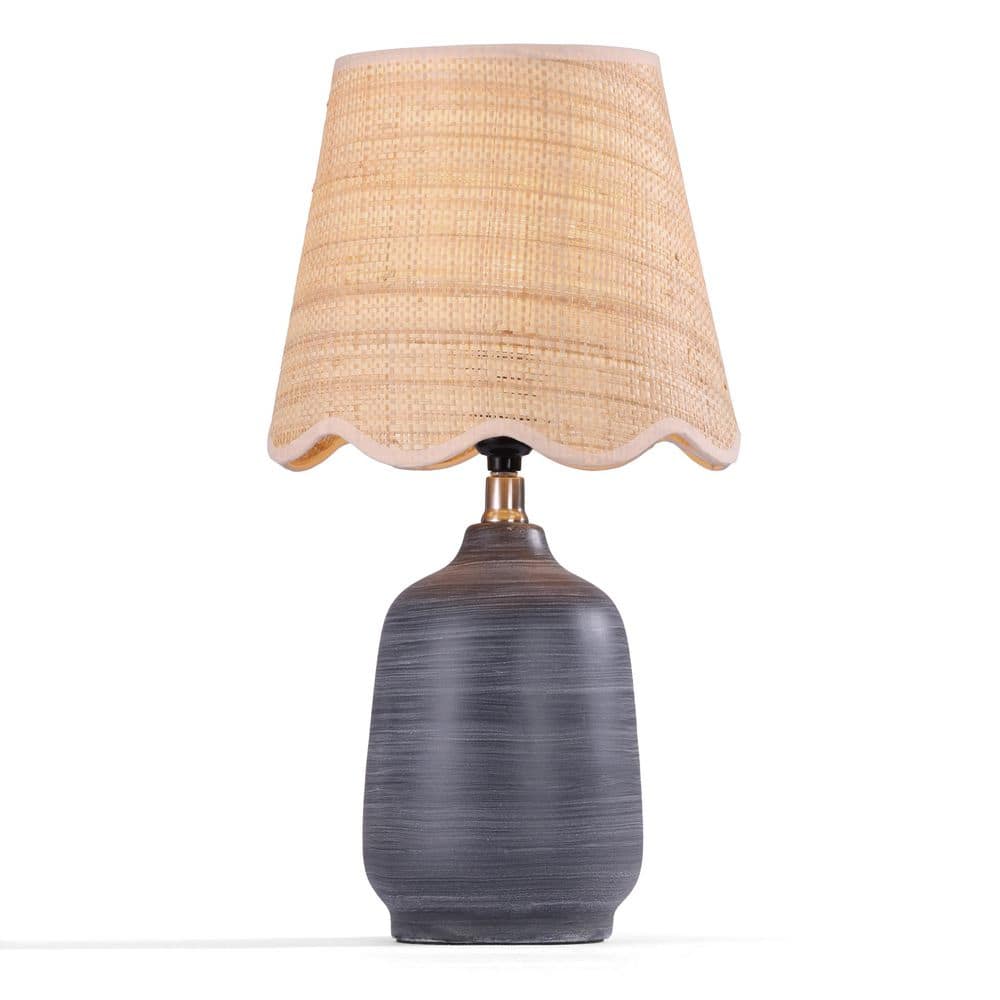 18.9 in. Black with white striped Ceramic table lamp with cone-shaped lampshade (Set of 1) price history on PriceWatchPro