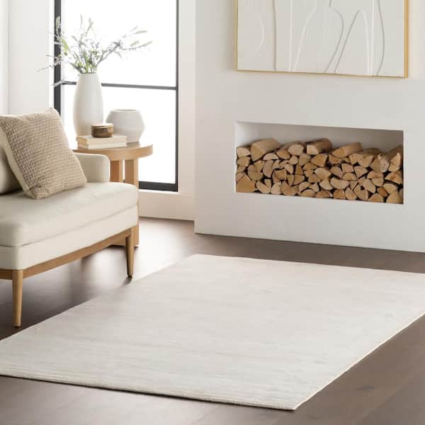 3 ft. x 8 ft. Sand Alva Hand Loom Knotted Viscose Indoor Runner Rug