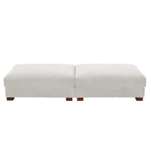 84.7 in. Beige Corduroy Fabric Rectangle Sectional Ottoman with Wood Legs