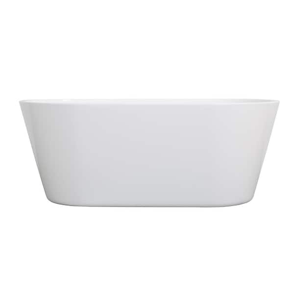 KINWELL 59 in. Acrylic Flatbottom Non-Whirlpool Bathtub in White