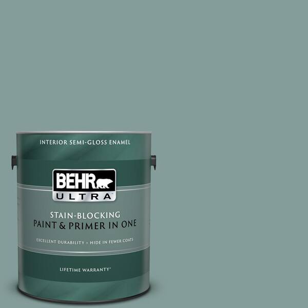 BEHR ULTRA 1 gal. #UL220-18 Agave Semi-Gloss Enamel Interior Paint and Primer in One