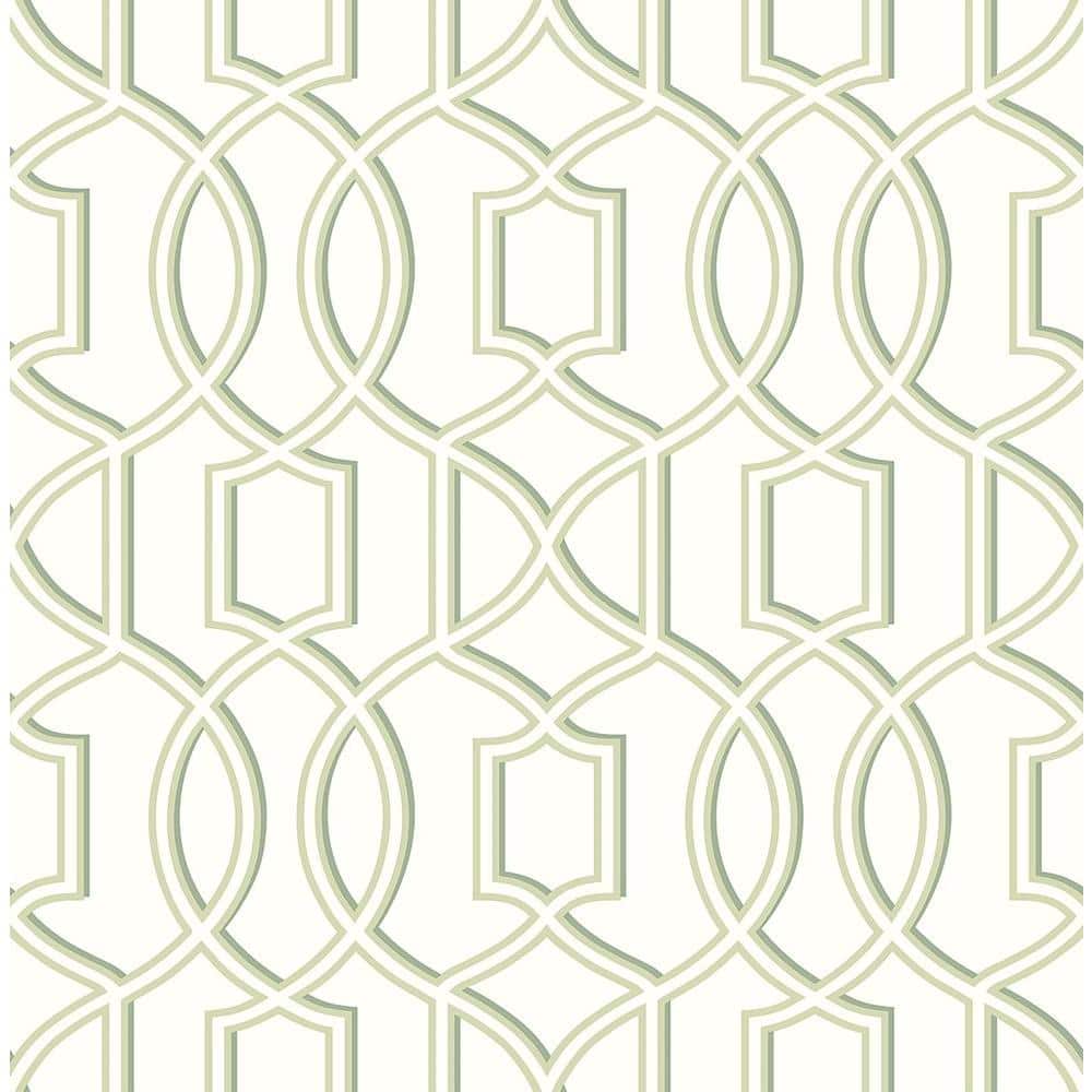 Green and White Geometric Trellis Removable Wallpaper