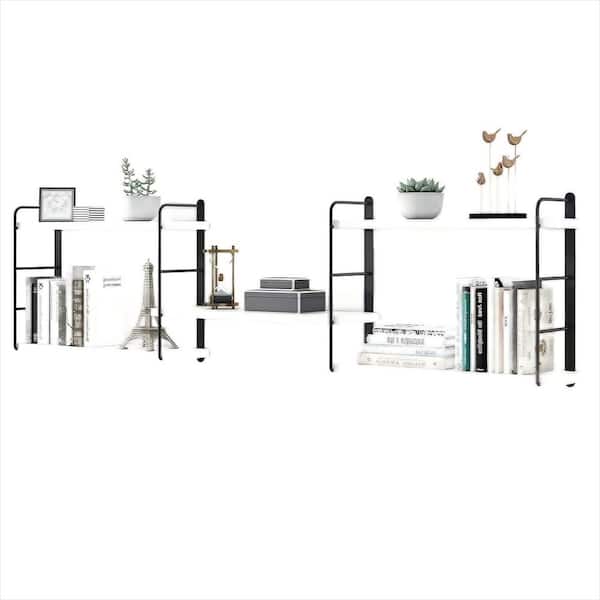 6 in. D x 50 in. W x 17 in. H Wall Mounted Floating Shelves, Rustic Wall Decor Wood Shelves for Bathroom Storage, White