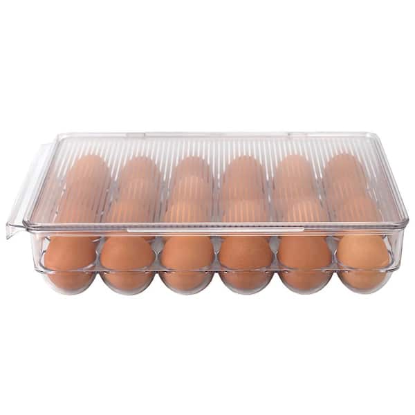 Clear Egg Storage Box Egg Boxes Egg Handling Supplies Stackable Eggs Container with Lid Plastic Egg Trays for Fridge Egg Holder Single Layer 1 Pcs Delicate 12 Girds Egg Dispenser for Kitchen 