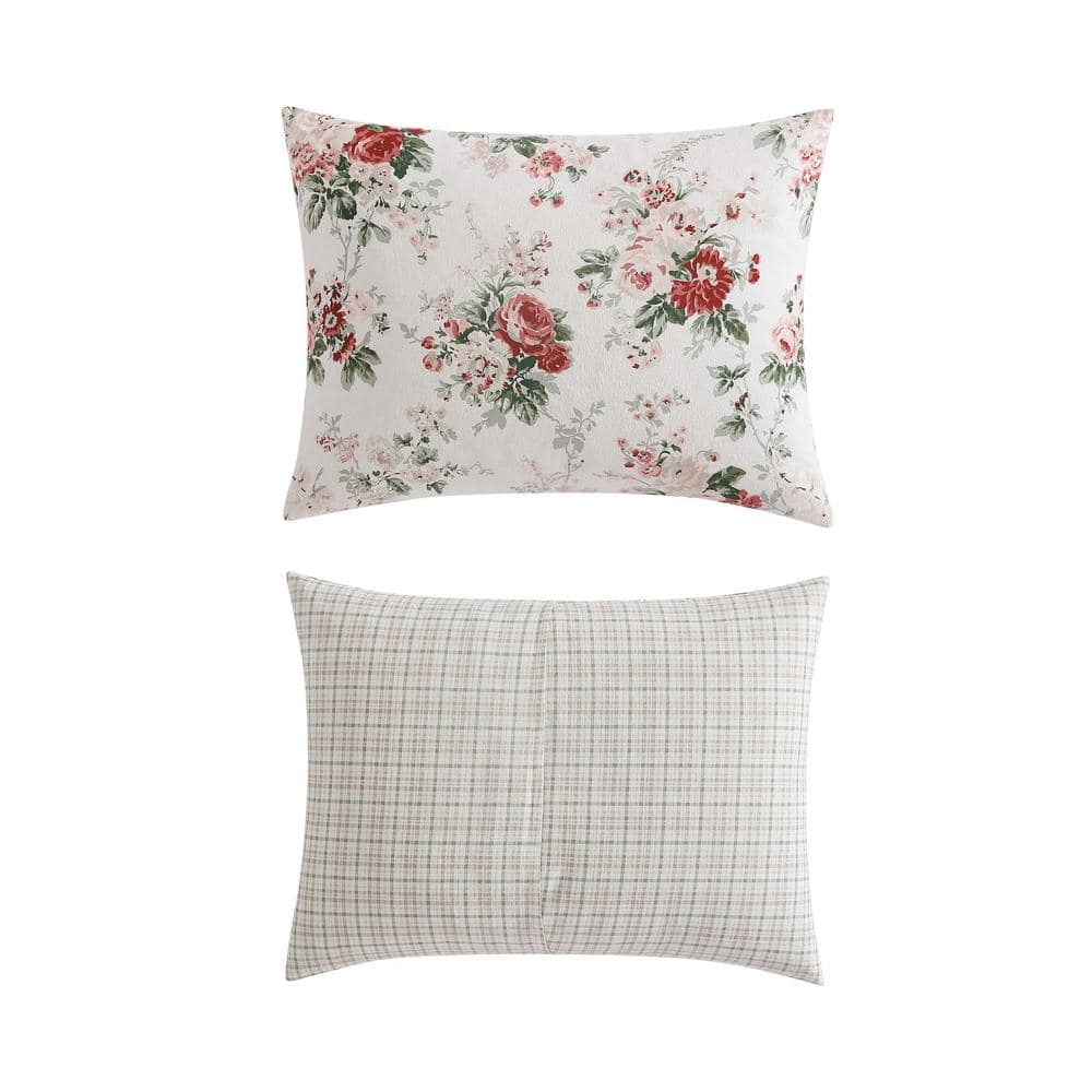 Ashfield Red and Green Floral Cotton Full Bedspread Set