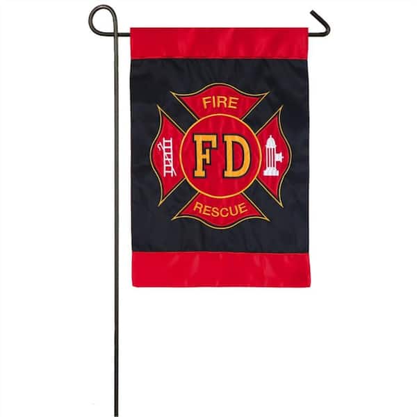 Evergreen 12.5 in. x 18 in. Fire Department Garden Applique Flag
