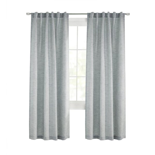 Habitat Danbury Blue Polyester Textured Jacquard 52 in. W x 95 in. L Dual Header Indoor Light Filtering Curtain (Single-Panel)