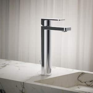 Parallel Tall Single-Handle Single Hole Bathroom Faucet in Polished Chrome