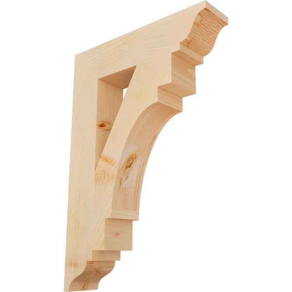 Ekena Millwork 3.5 in. x 26 in. x 18 in. Douglas Fir Merced Traditional Smooth Bracket