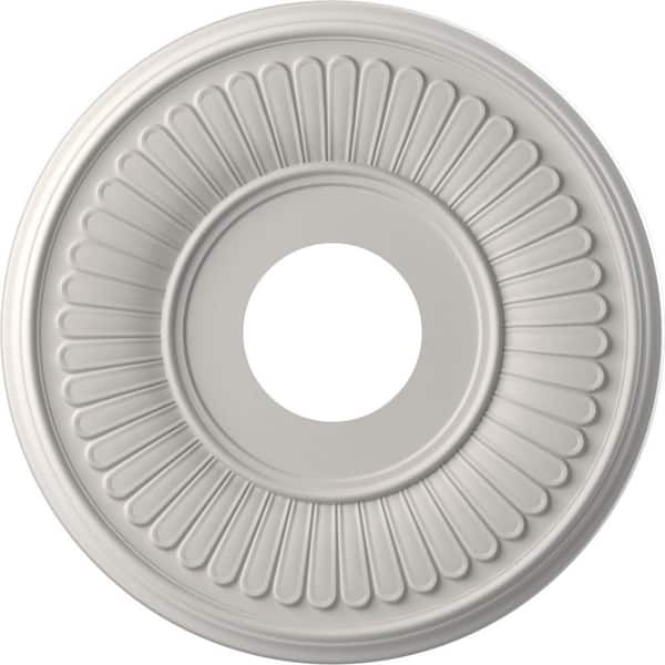 Ekena Millwork 13 in. O.D. x 3-1/2 in. I.D. x 3/4 in. P Berkshire Thermoformed PVC Ceiling Medallion in UltraCover Satin Blossom White