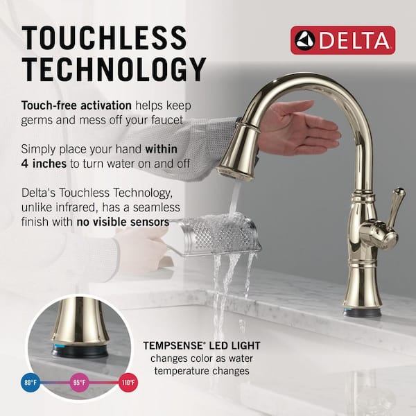 Cassidy Touch/Touchless Polished Nickel 16 in. H Pull Down Sprayer Kitchen Faucet with 360° Spout Swivel