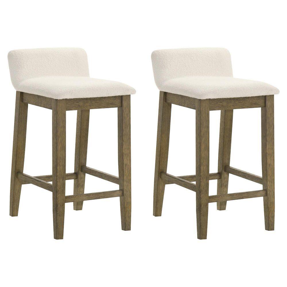 Annikah 31.5 in. H Counter Height White / Putty Brown Low Back Wood Bar Stool with Fabric Seat Set of 2 price history on PriceWatchPro