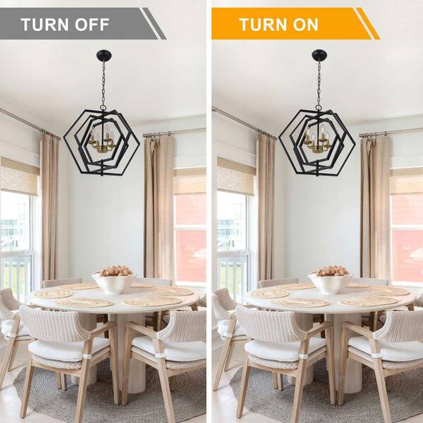 Bella Depot Vintage 4 light Matte Black Linear Geometric