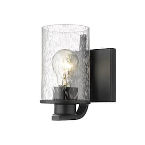 Beckett 4.5 in. 1-Light Matte Black Wall Sconce Light with Glass Shade